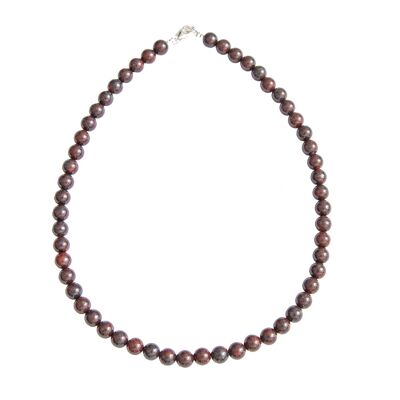 Collier Jaspe bréchique - Pierres boules 8mm - 48 cm- Fermoir or