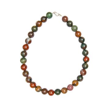 Collier Jaspe héliotrope - Pierres boules 14mm - 56 cm- Fermoir or 2