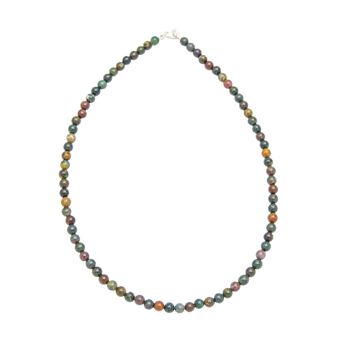 Collier Jaspe héliotrope - Pierres boules 6mm - 100 cm- Fermoir or 1