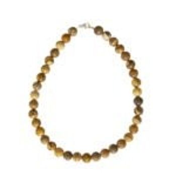 Collier Jaspe paysage - Pierres boules 12mm - 39 cm- Fermoir or 2