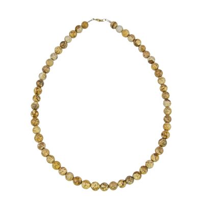 Jasper landscape necklace - 8mm ball stones - 48 cm - Silver clasp