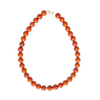 Collier Jaspe rouge - Pierres boules 12mm - 48 cm- Fermoir or 2