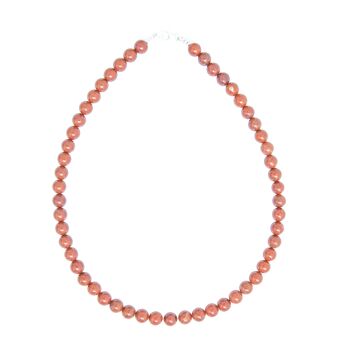 Collier Jaspe rouge - Pierres boules 8mm - 78 cm- Fermoir or 2