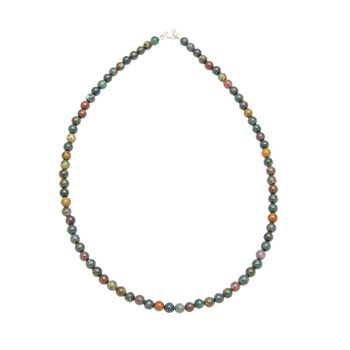 Collier Jaspe sanguin - Pierres boules 6mm - 48 cm- Fermoir or 1