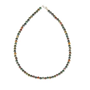 Collier Jaspe sanguin - Pierres boules 6mm - 48 cm- Fermoir or 2