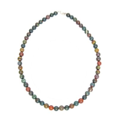 Collier Jaspe sanguin - Pierres boules 8mm - 42 cm- Fermoir or