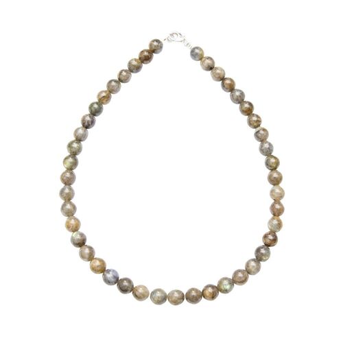 Collier Labradorite - Pierres boules 10mm - 39 cm- Fermoir argent