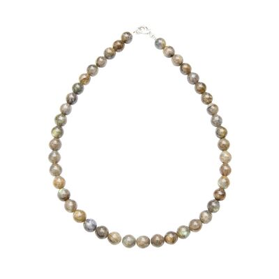 Collier Labradorite - Pierres boules 10mm - 39 cm- Fermoir or