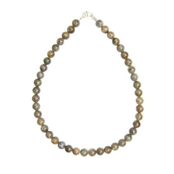 Collier Labradorite - Pierres boules 10mm - 56 cm- Fermoir argent 2