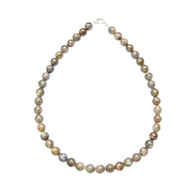 Labradorite necklace - 10mm ball stones - 78 cm - Silver clasp
