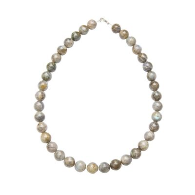 Collier Labradorite - Pierres boules 12mm - 39 cm- Fermoir argent