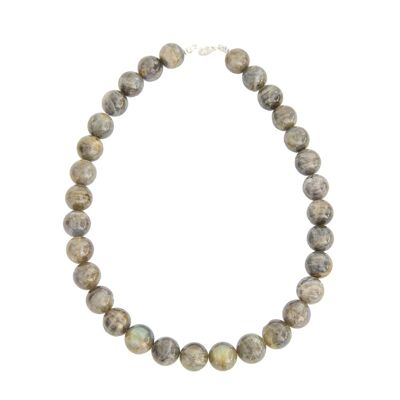 Collier Labradorite - Pierres boules 14mm - 39 cm- Fermoir argent