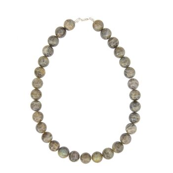 Collier Labradorite - Pierres boules 14mm - 39 cm- Fermoir argent 2