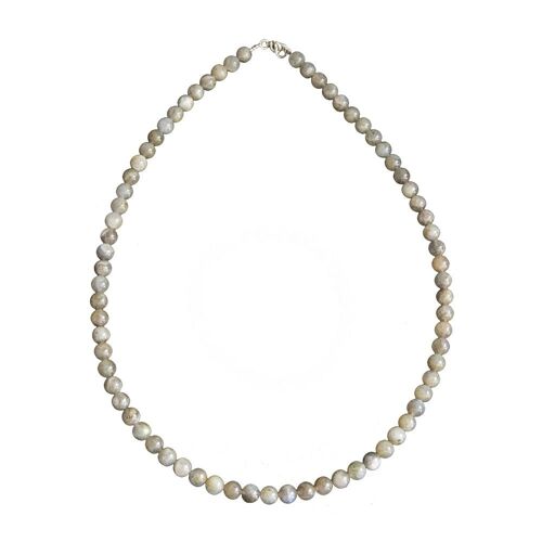 Collier Labradorite - Pierres boules 6mm - 39 cm- Fermoir argent