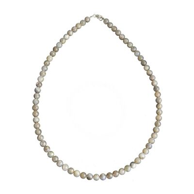 Collana Labradorite - Pietre a sfera 6mm - 39 cm - Chiusura in argento