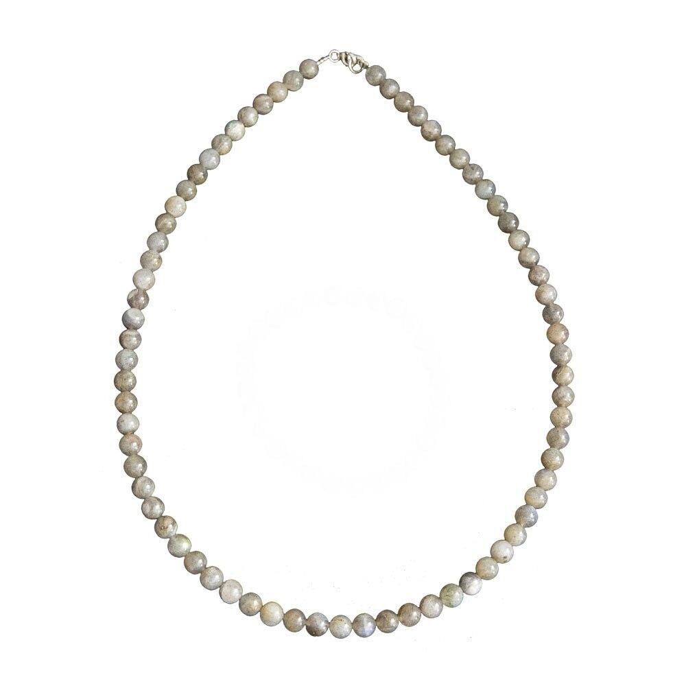 Collier Labradorite - Pierres boules 6mm - 48 cm- Fermoir argent