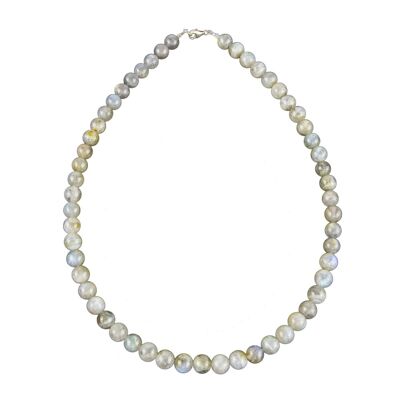 Collier Labradorite - Pierres boules 8mm - 39 cm- Fermoir argent