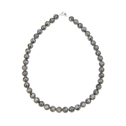 Collier Labradorite avec inclusions - Pierres boules 10mm - 42 cm- Fermoir argent