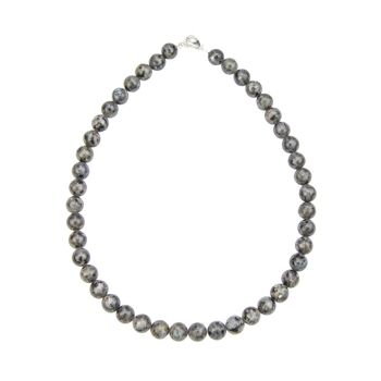 Collier Labradorite avec inclusions - Pierres boules 10mm - 42 cm- Fermoir argent 1