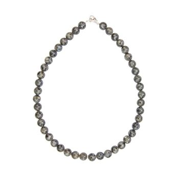 Collier Labradorite avec inclusions - Pierres boules 10mm - 48 cm- Fermoir or 2