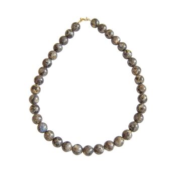 Collier Labradorite avec inclusions - Pierres boules 12mm - 42 cm- Fermoir or 1