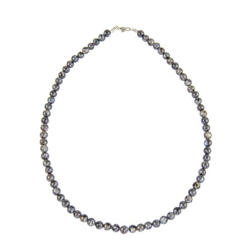 Collier Labradorite avec inclusions - Pierres boules 6mm - 39 cm- Fermoir argent