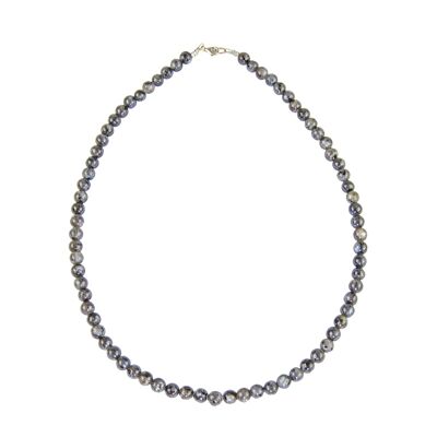 Labradorit-Halskette mit Einschlüssen - 6 mm Kugelsteine - 39 cm - Silberverschluss