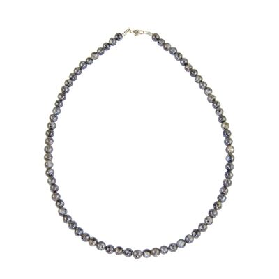 Collar de labradorita con inclusiones - Bolas de piedras de 6 mm - 39 cm - Cierre de oro