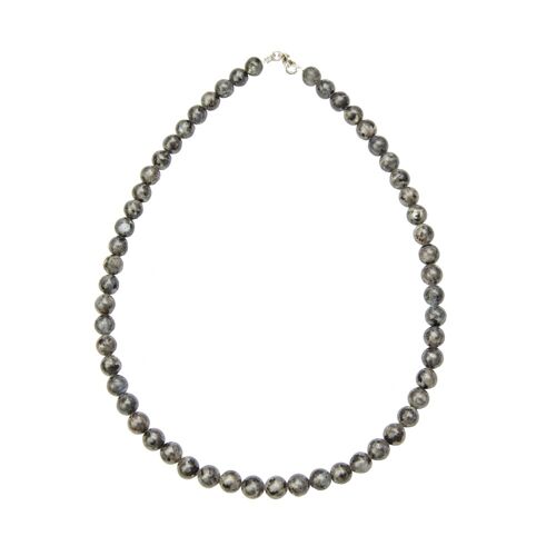 Collier Labradorite avec inclusions - Pierres boules 8mm - 39 cm- Fermoir argent