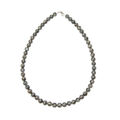 Collar de labradorita con inclusiones - Bolas de piedras de 8 mm - 39 cm - Cierre de plata