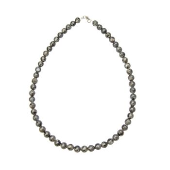 Collier Labradorite avec inclusions - Pierres boules 8mm - 39 cm- Fermoir argent 1