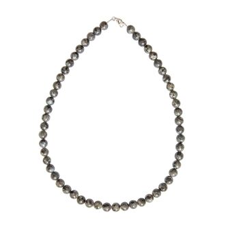 Collier Labradorite avec inclusions - Pierres boules 8mm - 39 cm- Fermoir argent 2