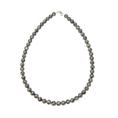 Collar de labradorita con inclusiones - Bolas de piedras de 8 mm - 42 cm - Cierre de plata