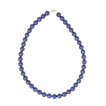 Collier Lapis Lazuli - Pierres boules 10mm - 42 cm- Fermoir argent 2