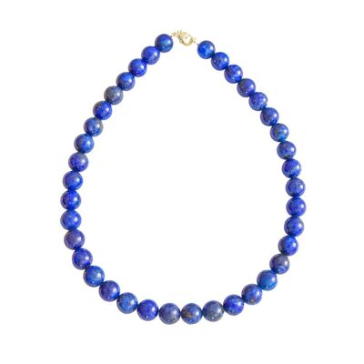 Collier Lapis Lazuli - Pierres boules 12mm - 39 cm- Fermoir argent