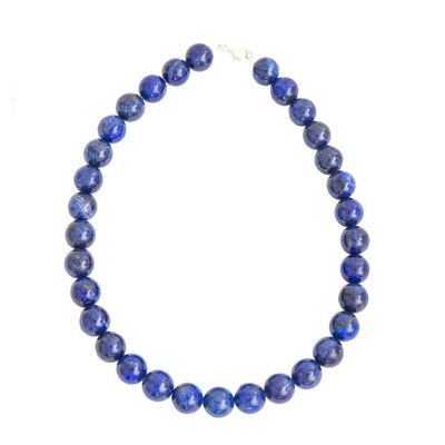 Collier Lapis Lazuli - Pierres boules 14mm - 48 cm- Fermoir argent