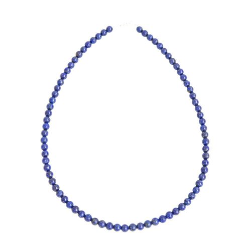 Collier Lapis Lazuli - Pierres boules 6mm - 39 cm- Fermoir argent