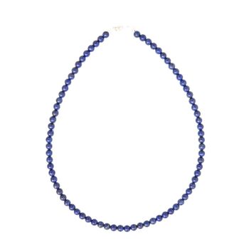 Collier Lapis Lazuli - Pierres boules 6mm - 42 cm- Fermoir argent 2