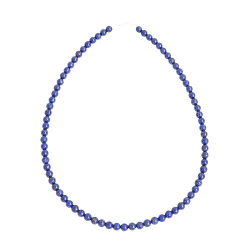 Collier Lapis Lazuli - Pierres boules 6mm - 78 cm- Fermoir or