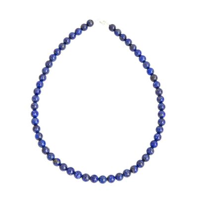 Lapislazuli-Halskette - 8 mm Kugelsteine - 39 cm - Silberverschluss