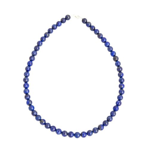 Collier Lapis Lazuli - Pierres boules 8mm - 78 cm- Fermoir or