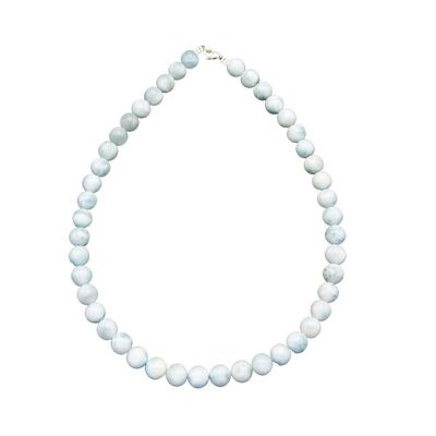 Larimar necklace - 10mm ball stones - 39 cm - Silver clasp