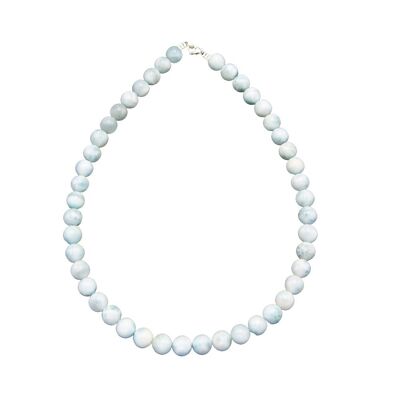 Collier Larimar - Pierres boules 10mm - 39 cm- Fermoir or