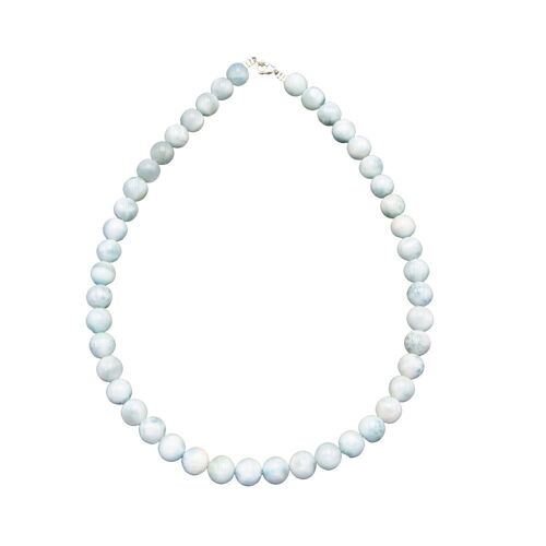 Collier Larimar - Pierres boules 10mm - 48 cm- Fermoir or