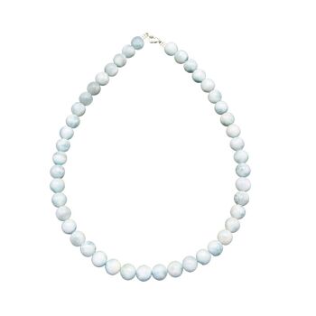 Collier Larimar - Pierres boules 10mm - 78 cm- Fermoir argent 1