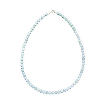 Collier Larimar - Pierres boules 6mm - 39 cm- Fermoir or 1