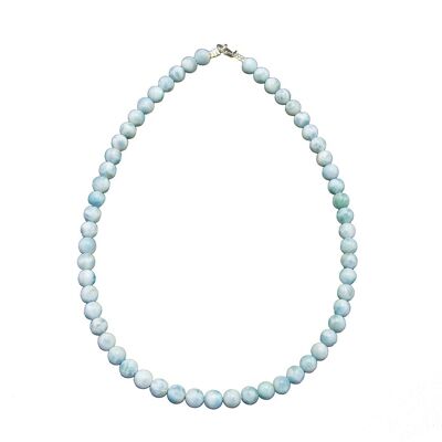 Larimar-Halskette - 8 mm Kugelsteine - 39 cm - Silberverschluss