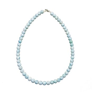 Collier Larimar - Pierres boules 8mm - 39 cm- Fermoir or 1