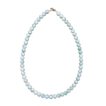 Collier Larimar - Pierres boules 8mm - 39 cm- Fermoir or 2