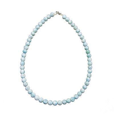 Larimar necklace - 8mm ball stones - 42 cm - Silver clasp